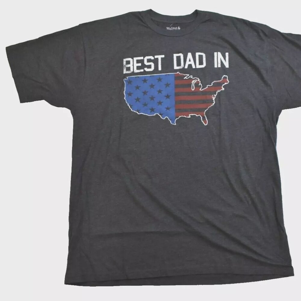 Walnut & 39th Mens Big & Tall Best Dad In The USA Gray Shirt New 3XLT